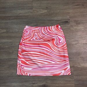 SHEIN Pink and White Swirl Pencil Skirt